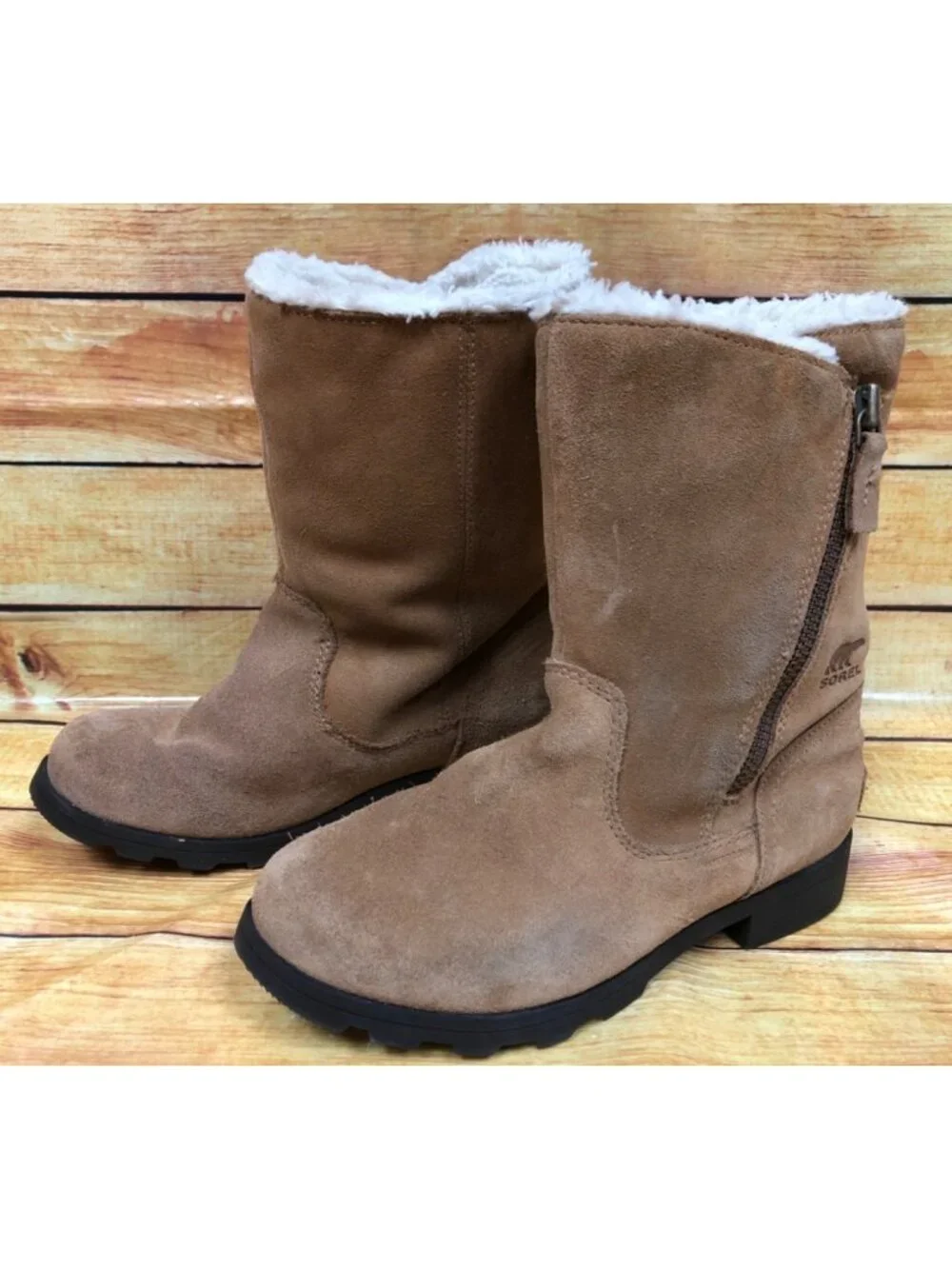 SOREL Kids Girls 3/34 EMELIE Camel Brown Tan Boots NY2958-224